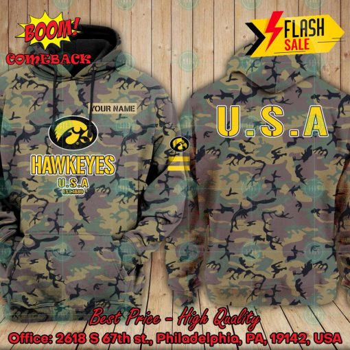 NCAA Iowa Hawkeyes US Army Personalized Name Hoodie