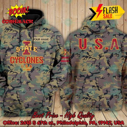 NCAA Iowa State Cyclones US Army Personalized Name Hoodie