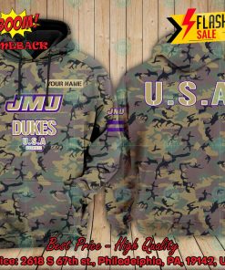 NCAA James Madison Dukes US Army Personalized Name Hoodie