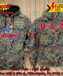 NCAA Kansas Jayhawks US Army Personalized Name Hoodie