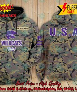 NCAA Kansas State Wildcats US Army Personalized Name Hoodie