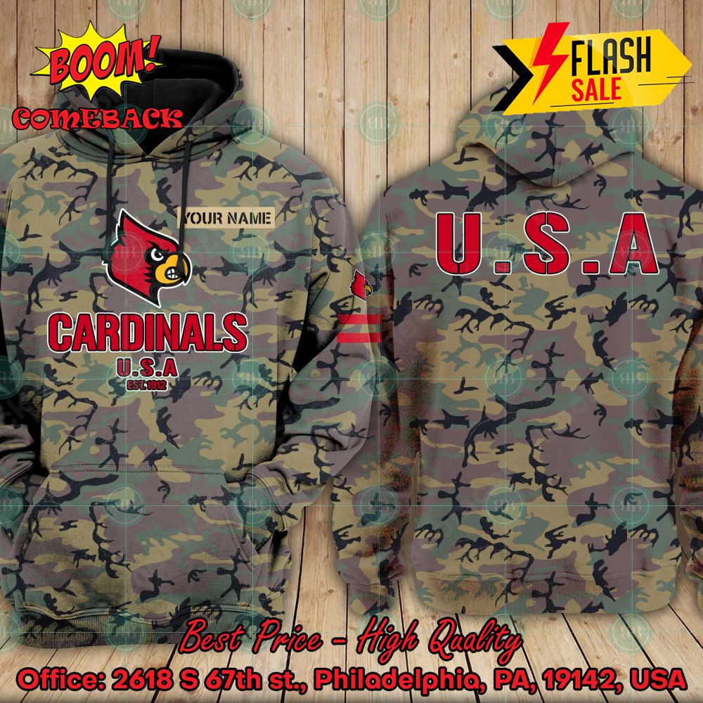NCAA Louisville Cardinals US Army Personalized Name Hoodie