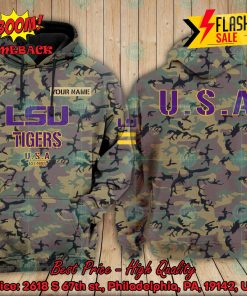 NCAA LSU Tigers US Army Personalized Name Hoodie