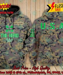 NCAA Marshall Thundering Herd US Army Personalized Name Hoodie