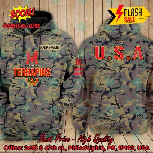 NCAA Maryland Terrapins US Army Personalized Name Hoodie