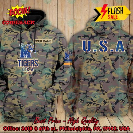 NCAA Memphis Tigers US Army Personalized Name Hoodie