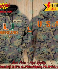 NCAA Miami Hurricanes US Army Personalized Name Hoodie