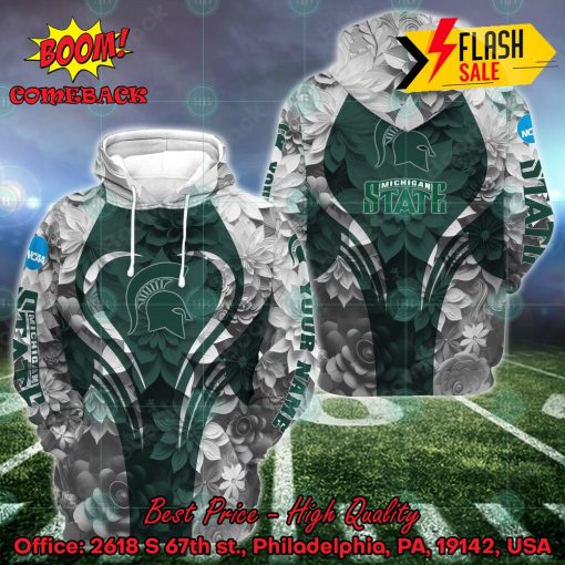 NCAA Michigan State Spartans Flower Personalized Name Hoodie And Leggings