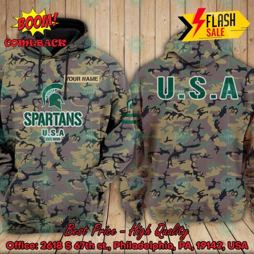 NCAA Michigan State Spartans US Army Personalized Name Hoodie