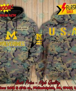 NCAA Michigan Wolverines US Army Personalized Name Hoodie