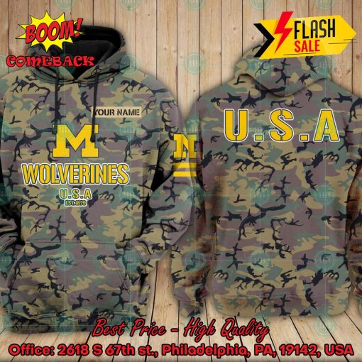 NCAA Michigan Wolverines US Army Personalized Name Hoodie