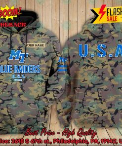 NCAA Middle Tennessee Blue Raiders US Army Personalized Name Hoodie