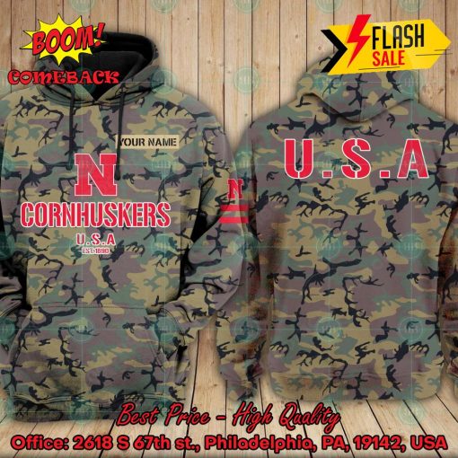 NCAA Nebraska Cornhuskers US Army Personalized Name Hoodie