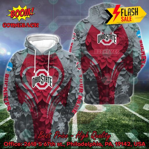 NCAA Ohio State Buckeyes Flower Personalized Name Hoodie And Leggings