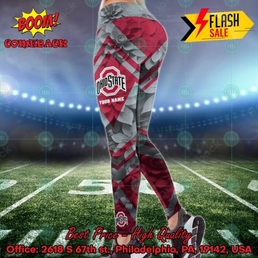 NCAA Ohio State Buckeyes Flower Personalized Name Hoodie And Leggings