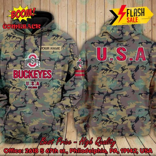 NCAA Ohio State Buckeyes US Army Personalized Name Hoodie
