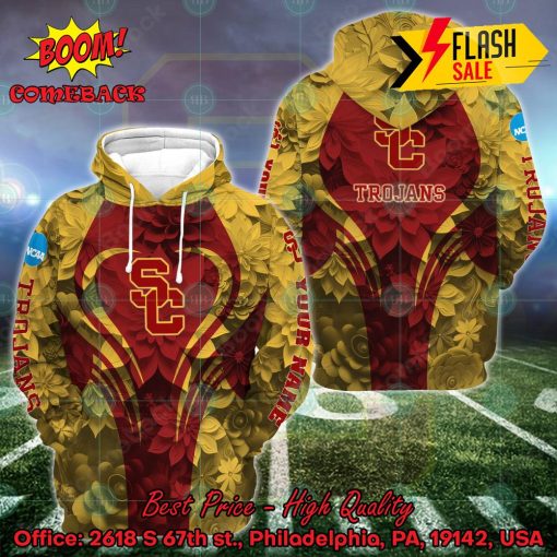 NCAA USC Trojans Flower Personalized Name Hoodie And Leggings