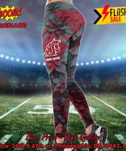 NCAA Washington State Cougars Flower Personalized Name Hoodie And Leggings