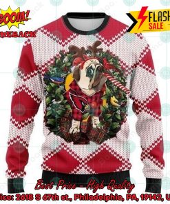 NFL Arizona Cardinals Pug Candy Cane Ugly Christmas Sweater