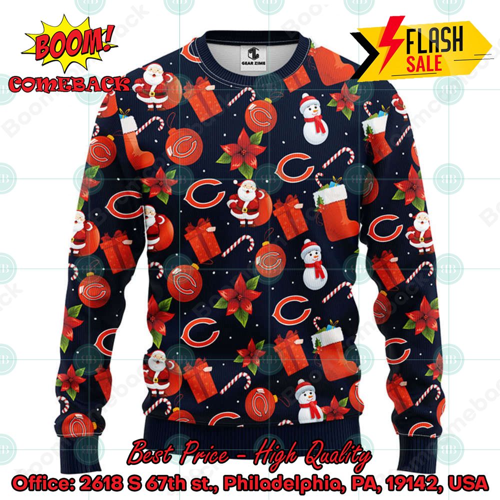 NFL Chicago Bears Santa Claus Christmas Decorations Ugly Christmas Sweater