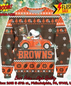 NFL Cleveland Browns Snoopy Driving Car Ugly Christmas Sweater