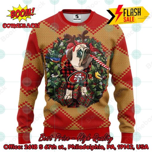 NFL San Francisco 49ers Pug Candy Cane Ugly Christmas Sweater