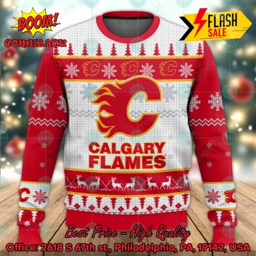 NHL Calgary Flames Big Logo Ugly Christmas Sweater