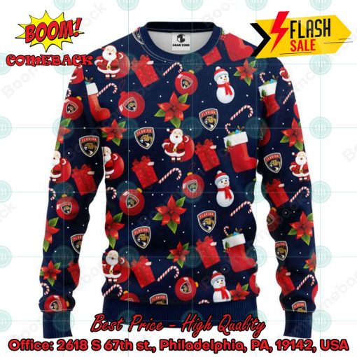 NHL Florida Panthers Santa Claus Christmas Decorations Ugly Christmas Sweater