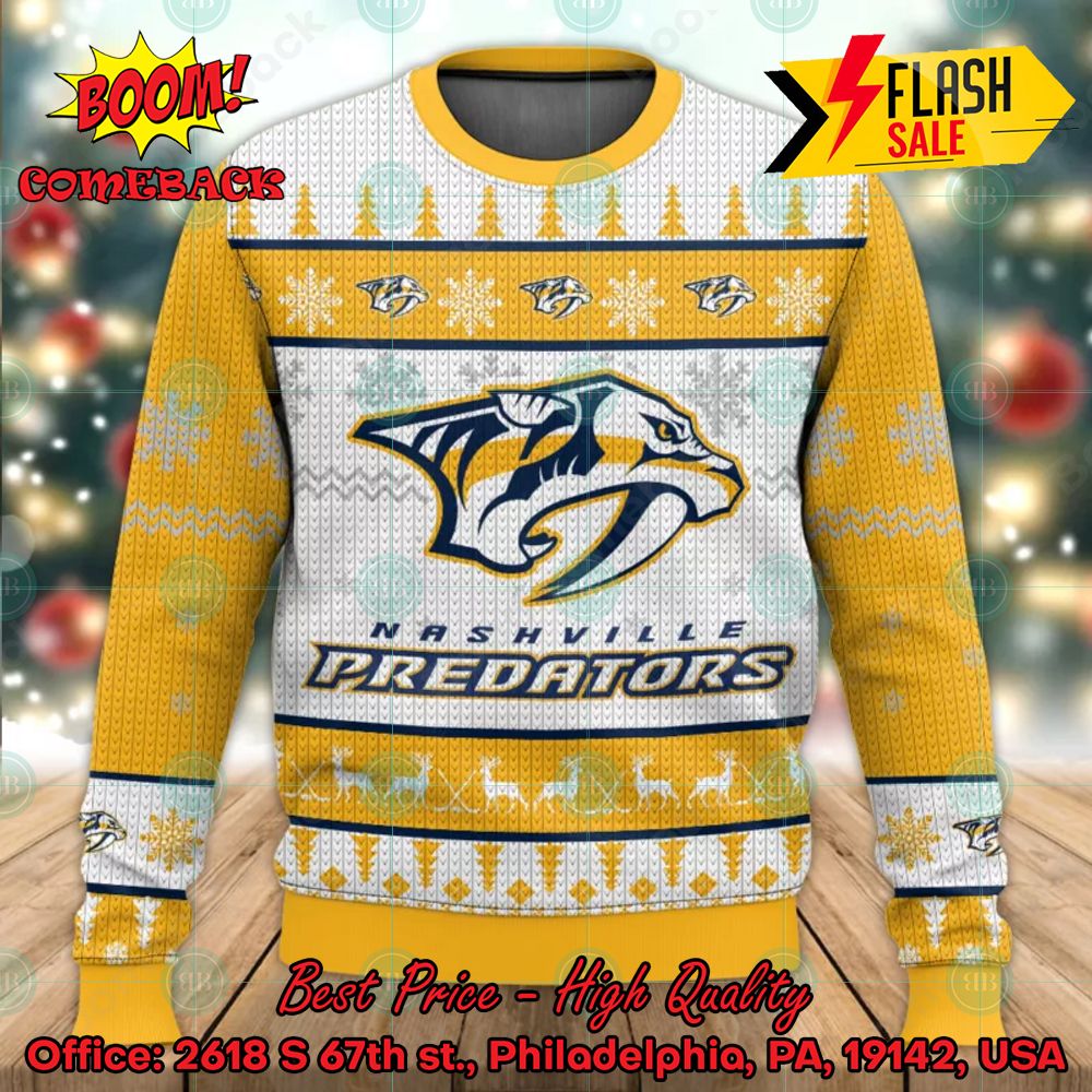 NHL Nashville Predators Big Logo Ugly Christmas Sweater