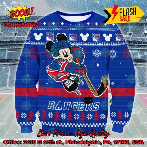 NHL New York Rangers Mickey Mouse Playing Hockey Ugly Christmas Sweater