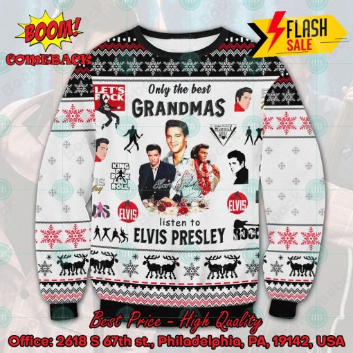 Only The Best Grandmas Listen To Elvis Presley Ugly Christmas Sweater