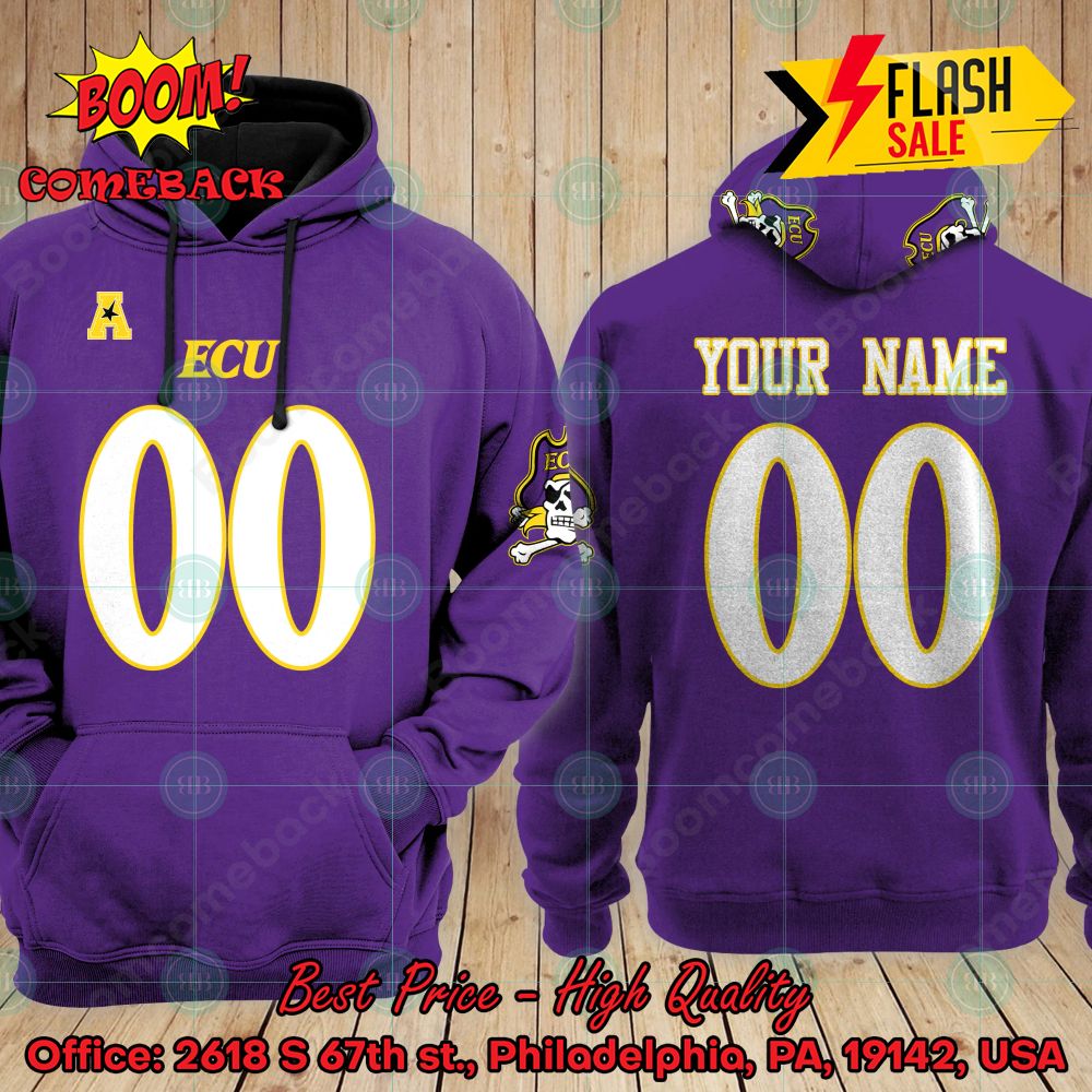 Personalized NCAA East Carolina Pirates Purple Style 1 3D Hoodie