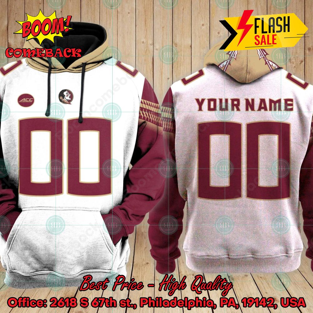 Personalized NCAA Florida State Seminoles White 3D Hoodie