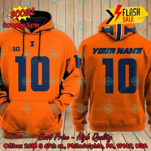 Personalized NCAA Illinois Fighting Illini 3D Hoodie