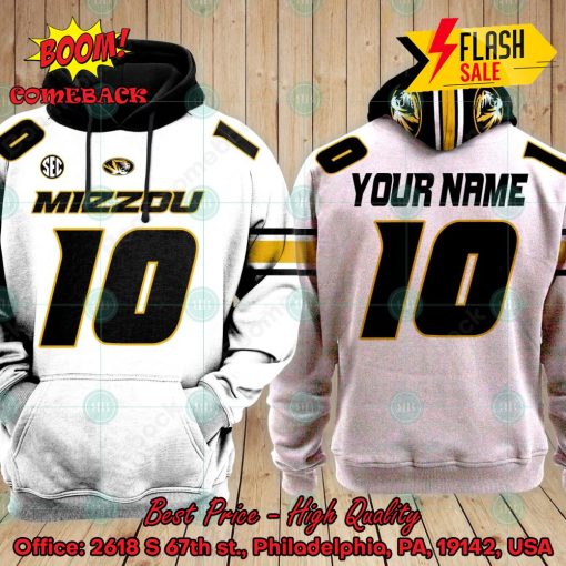 Personalized NCAA Missouri Tigers White 3D Hoodie