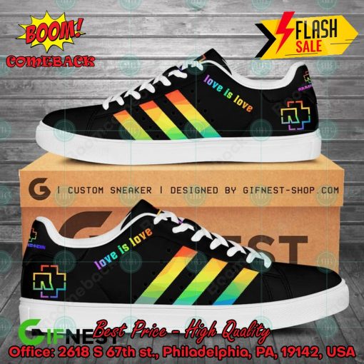 Rammstein LGBT Love Is Love Black Adidas Stan Smith Shoes