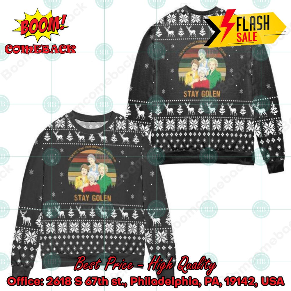 The Golden Girls Snowflake Candy Cane Ugly Christmas Sweater