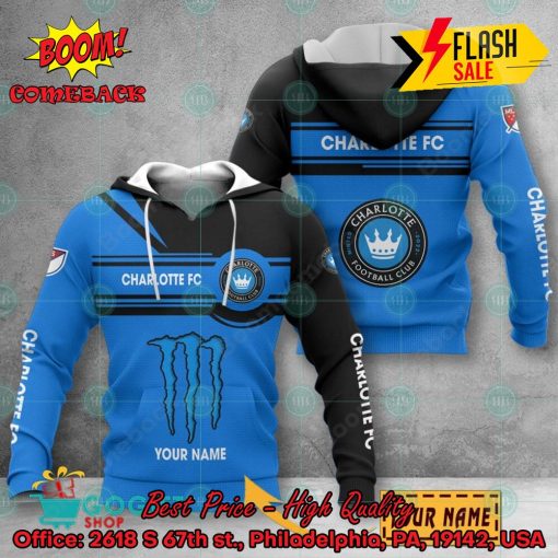 Charlotte FC Monster Energy Personalized Name 3D Hoodie And Shirts