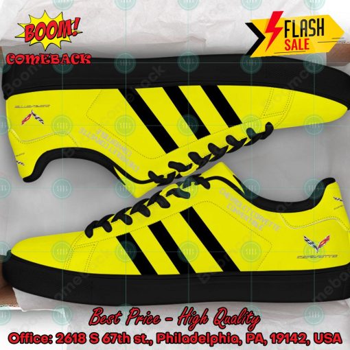 Chevrolet Corvette Convertible Black Stripes Custom Adidas Stan Smith Yellow Shoes