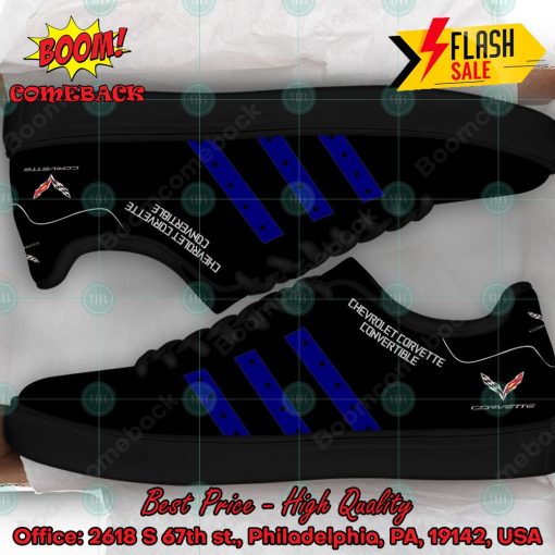 Chevrolet Corvette Convertible Navy Stripes Custom Adidas Stan Smith Black Shoes