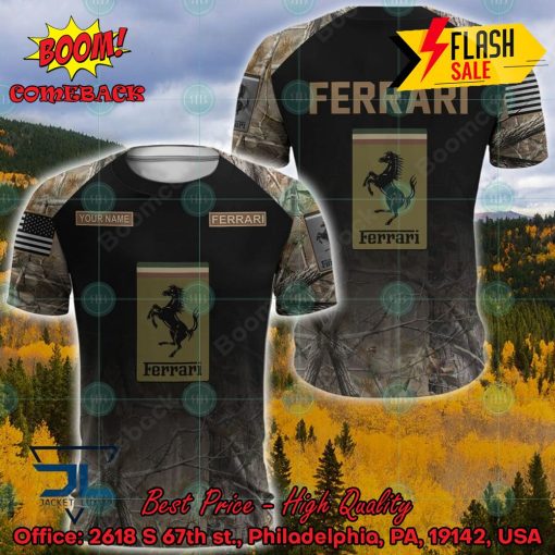Ferrari Military Custome Personalized Name And Flag 3D Hoodie And Shirts