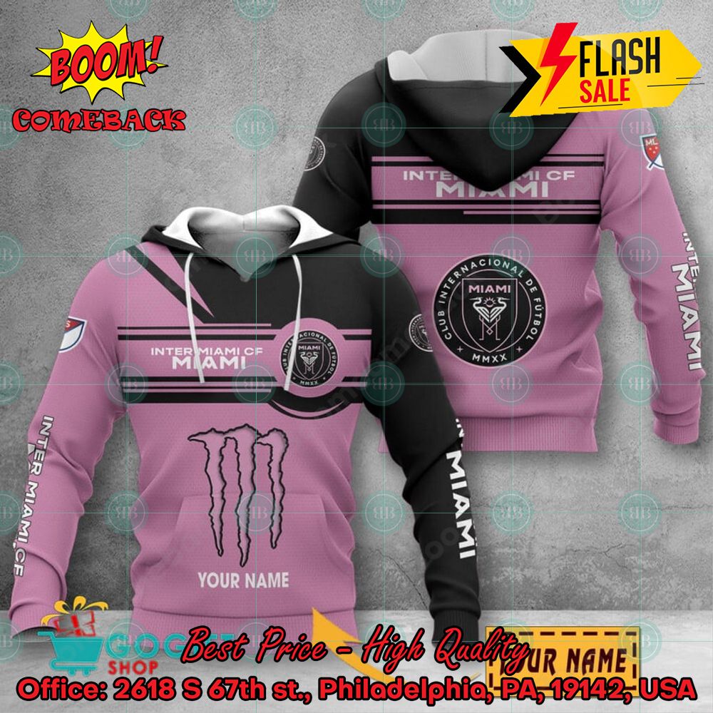 Inter Miami Monster Energy Personalized Name 3D Hoodie And Shirts