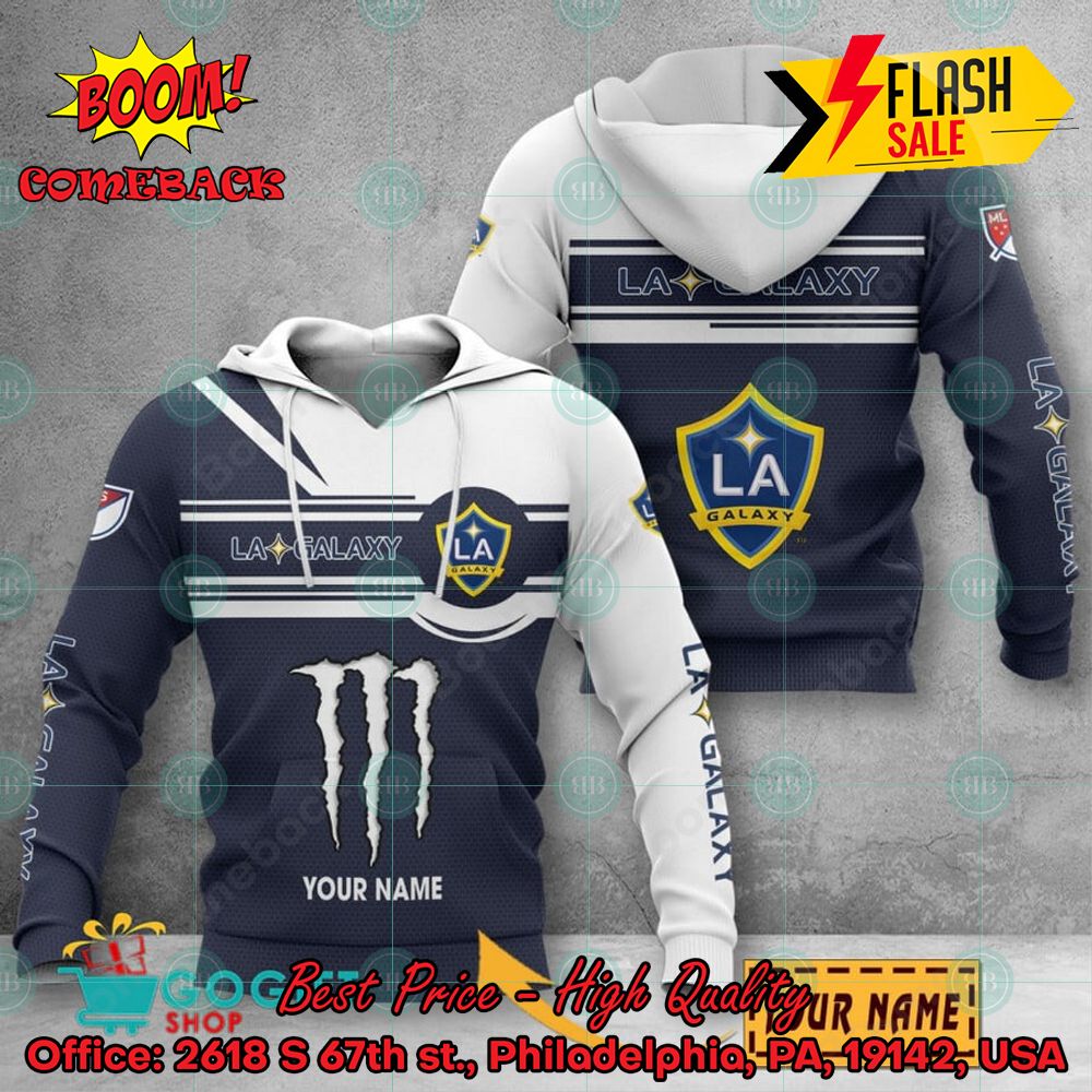 Los Angeles Galaxy Monster Energy Personalized Name 3D Hoodie And Shirts