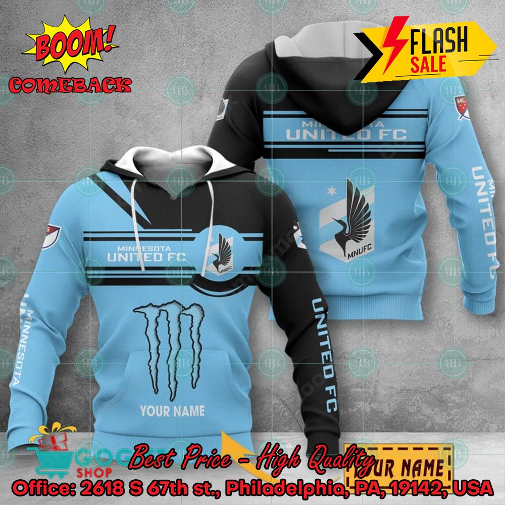 Minnesota United FC Monster Energy Personalized Name 3D Hoodie And Shirts