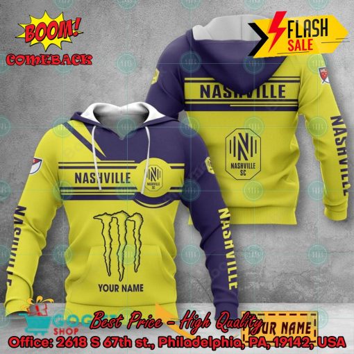 Nashville SC Monster Energy Personalized Name 3D Hoodie And Shirts