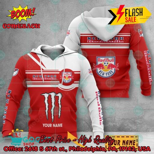 New York Red Bulls Monster Energy Personalized Name 3D Hoodie And Shirts