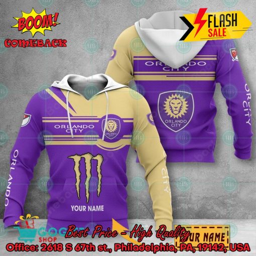Orlando City SC Monster Energy Personalized Name 3D Hoodie And Shirts