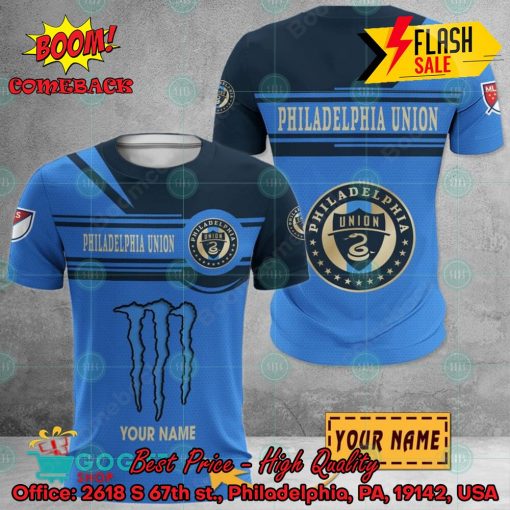 Philadelphia Union Monster Energy Personalized Name 3D Hoodie And Shirts