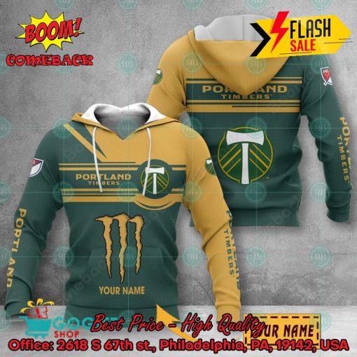 Portland Timbers Monster Energy Personalized Name 3D Hoodie And Shirts