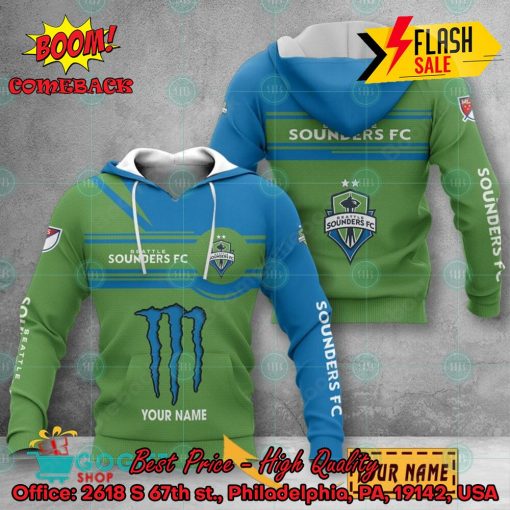 Seattle Sounders Monster Energy Personalized Name 3D Hoodie And Shirts